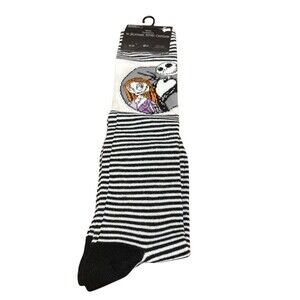 Disney Nightmare Before Christmas Jack & Sally Striped Crew Socks Size 4-10
